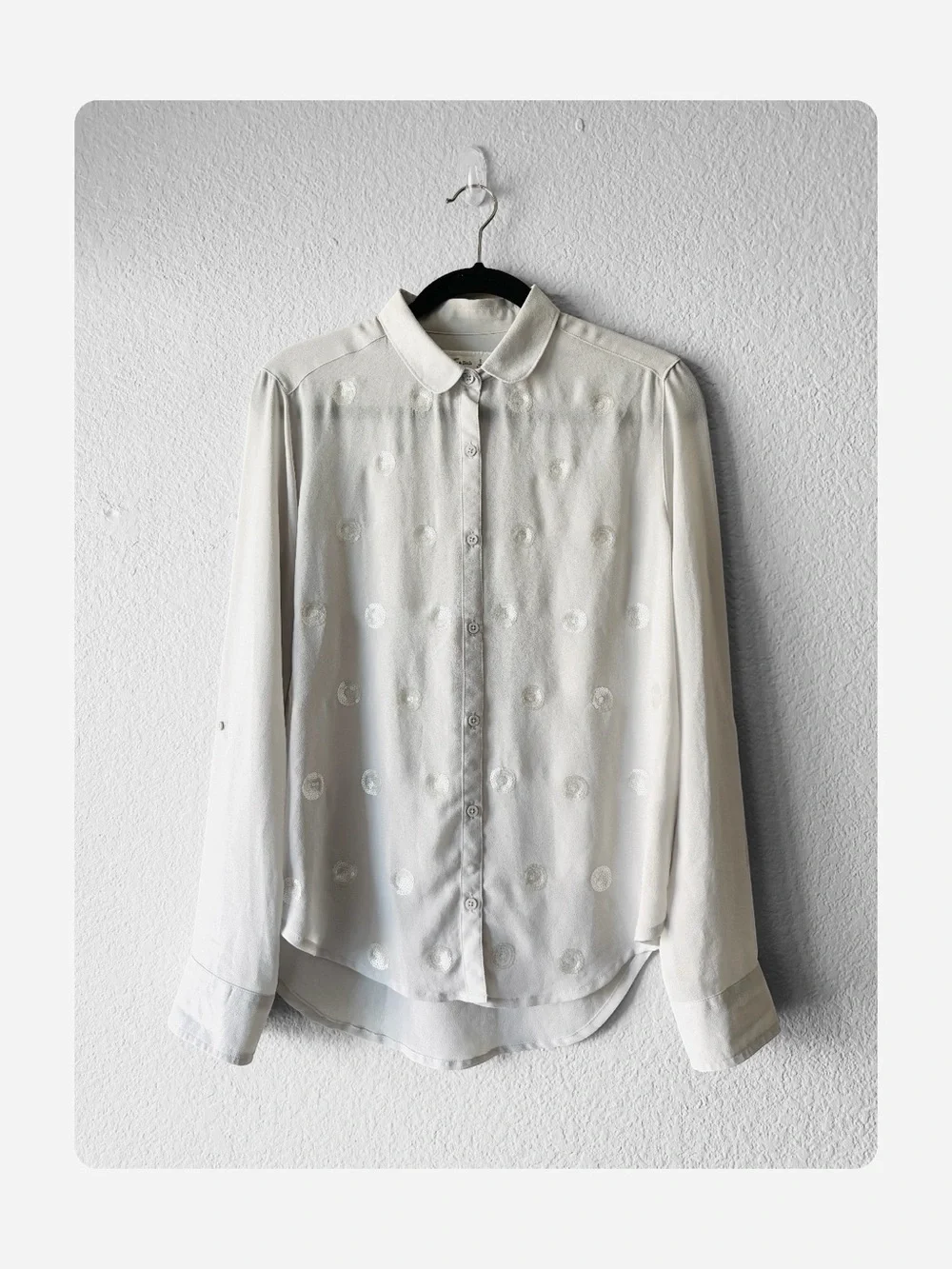 ★ Abercrombie & Fitch Elevated Basic Sequins Long Sleeve Button Down Blouse S ★